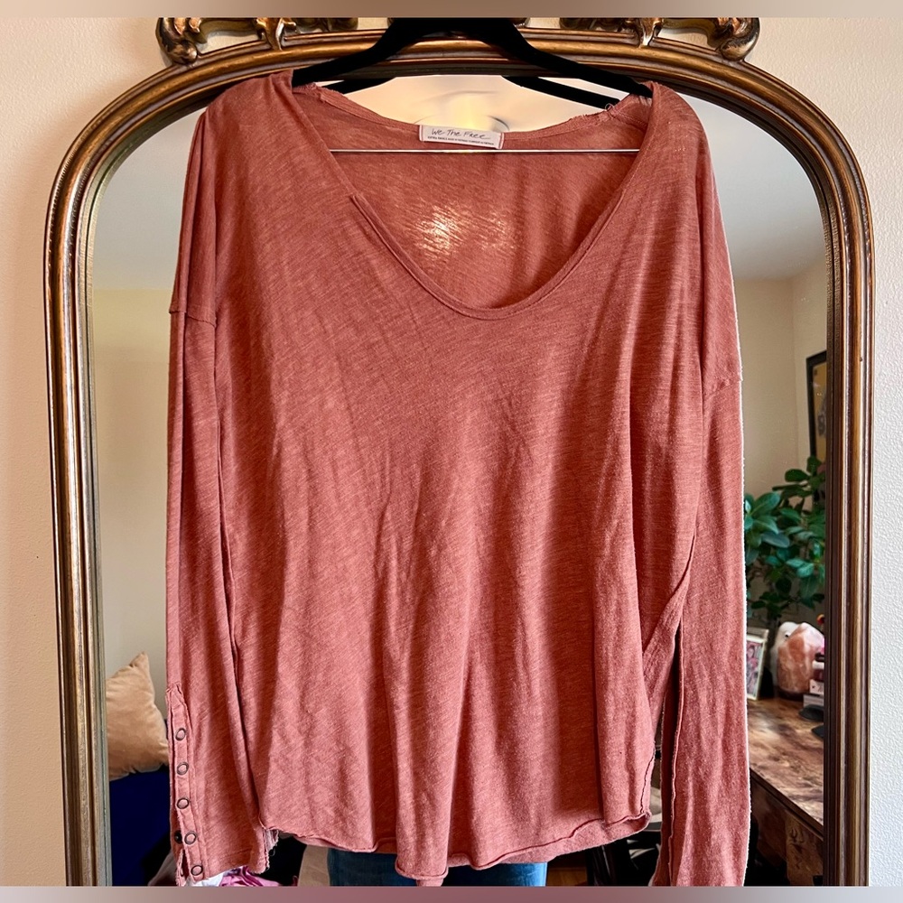 We the Free Rust Orange Oversized Fit Long Sleeve Top Size M Free People